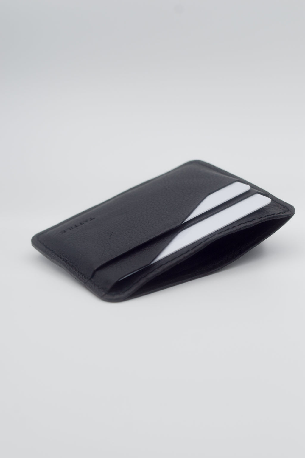 black pebbled leather cardholder